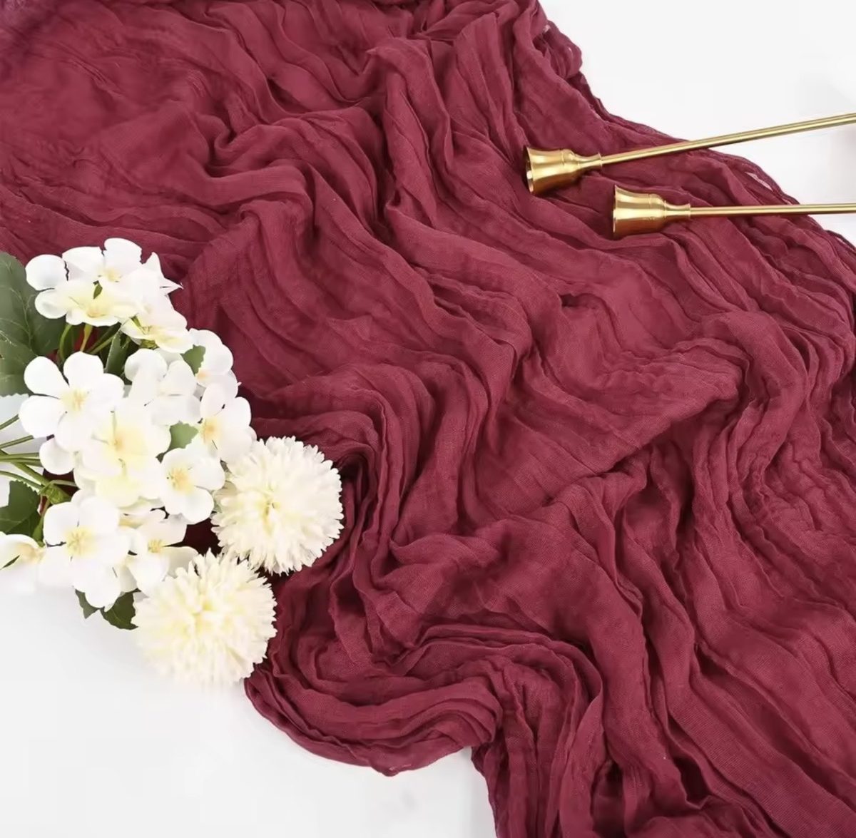 Chemin de table gaze de coton - Bordeaux