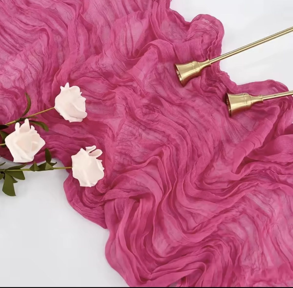 Chemin de table gaze de coton - Fushia