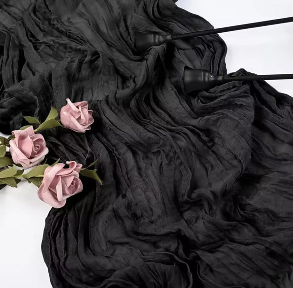 Chemin de table gaze de coton - Noir