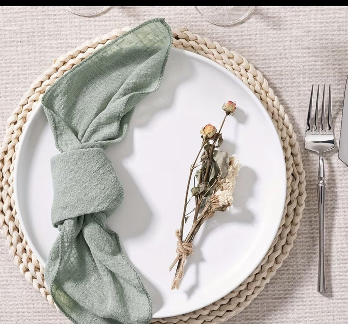 Serviette gaze de coton - Sauge